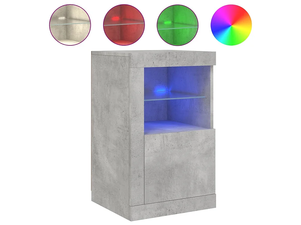 Armoires latérales et lumières LED 2 pcs gris béton
