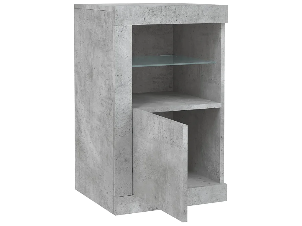 Armoires latérales et lumières LED 2 pcs gris béton