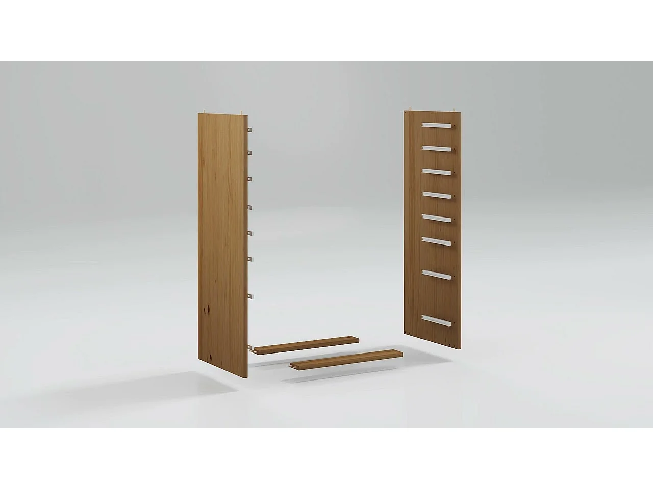 Armoire roulante avec tiroirs MOSS gris bois de pin solide