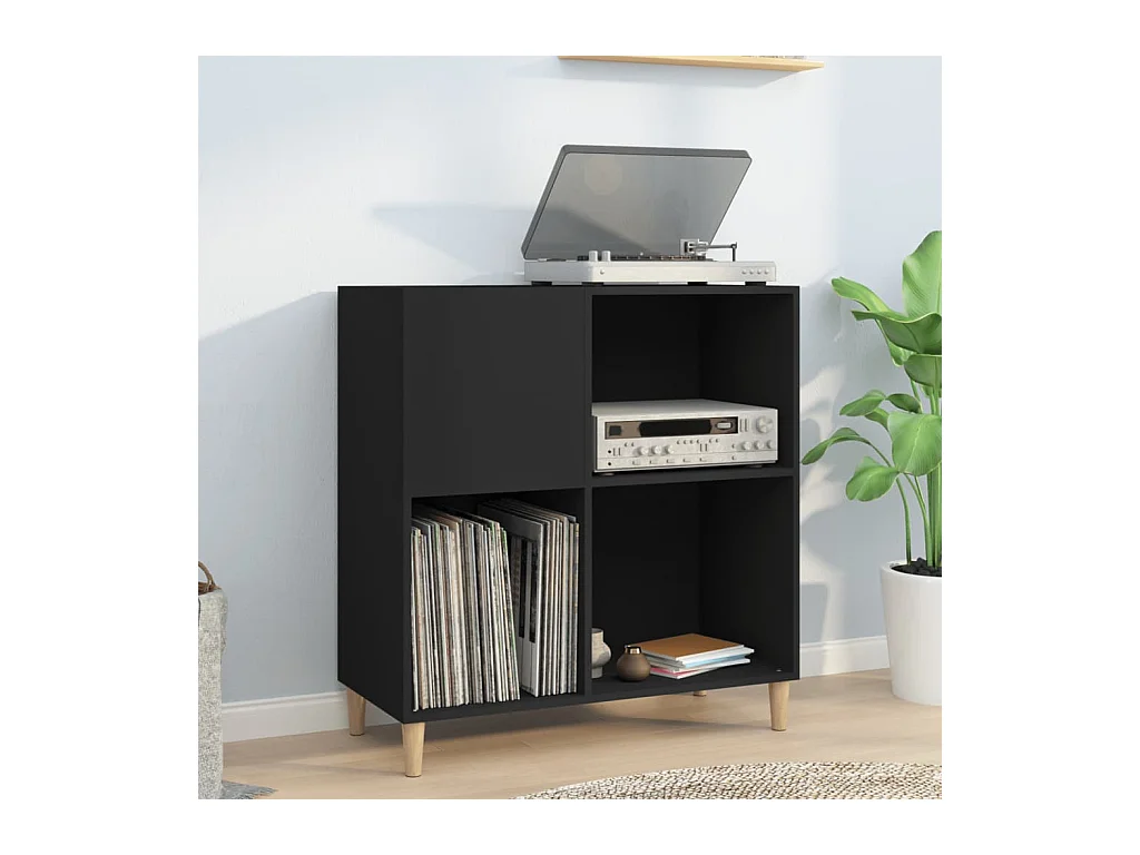 Plattenschrank Schwarz 84,5x38x89 cm Holzwerkstoff