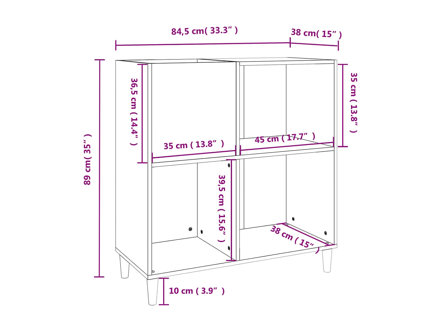 Plattenschrank Schwarz 84,5x38x89 cm Holzwerkstoff