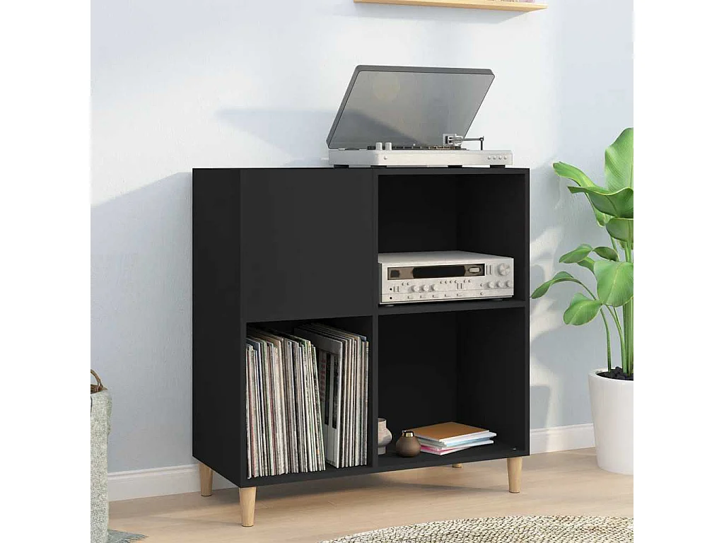 Armoire à disques noir 84,5x38x89 cm bois d'ingénierie