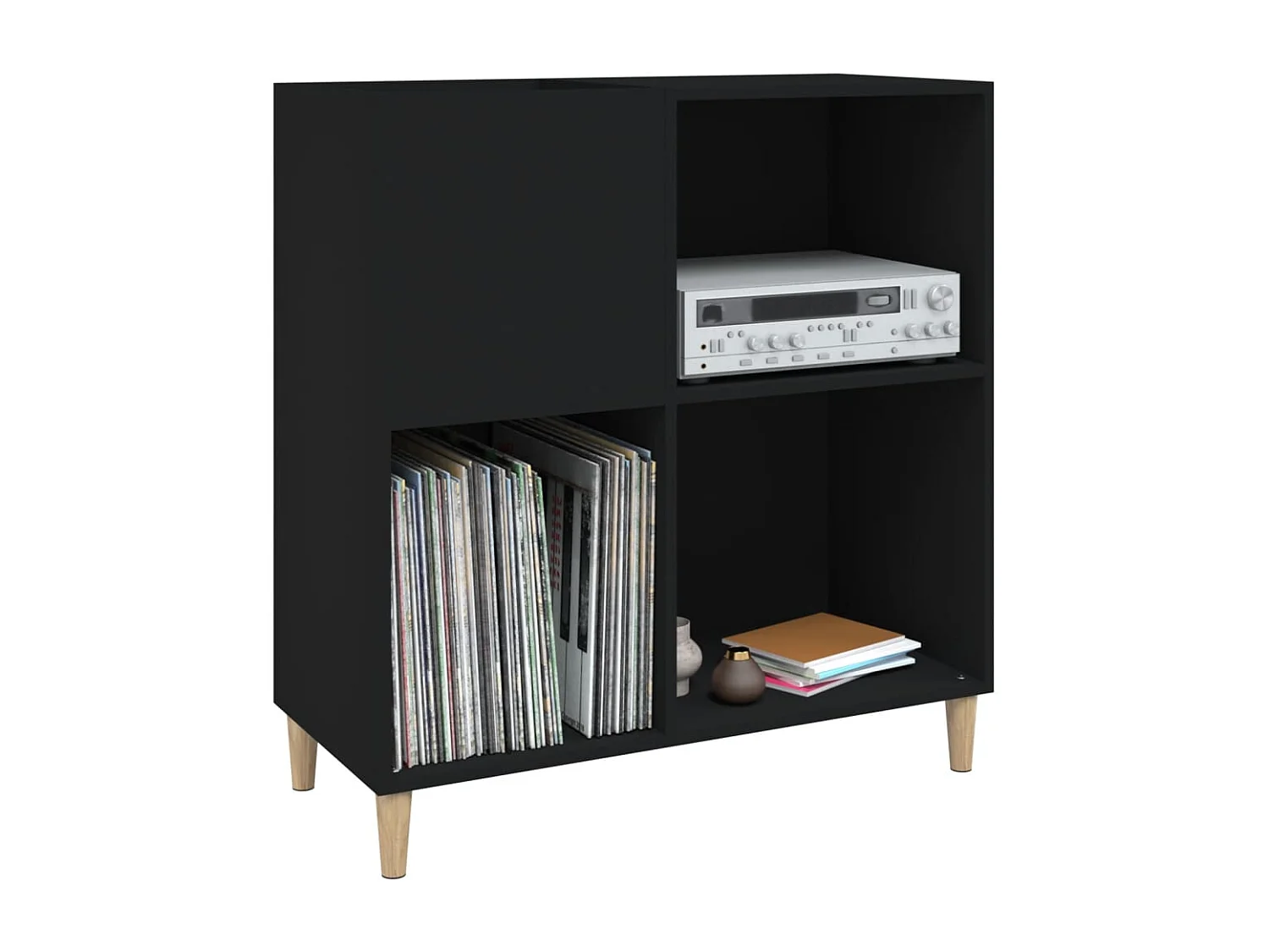 Armoire à disques noir 84,5x38x89 cm bois d'ingénierie