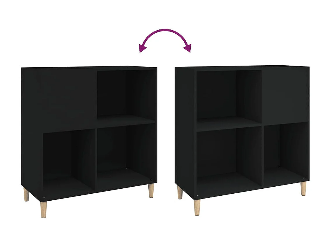 Armoire à disques noir 84,5x38x89 cm bois d'ingénierie