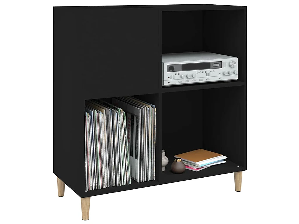 Armoire à disques noir 84,5x38x89 cm bois d'ingénierie