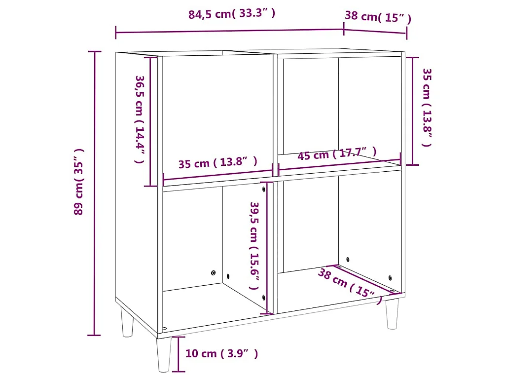 Armoire à disques noir 84,5x38x89 cm bois d'ingénierie
