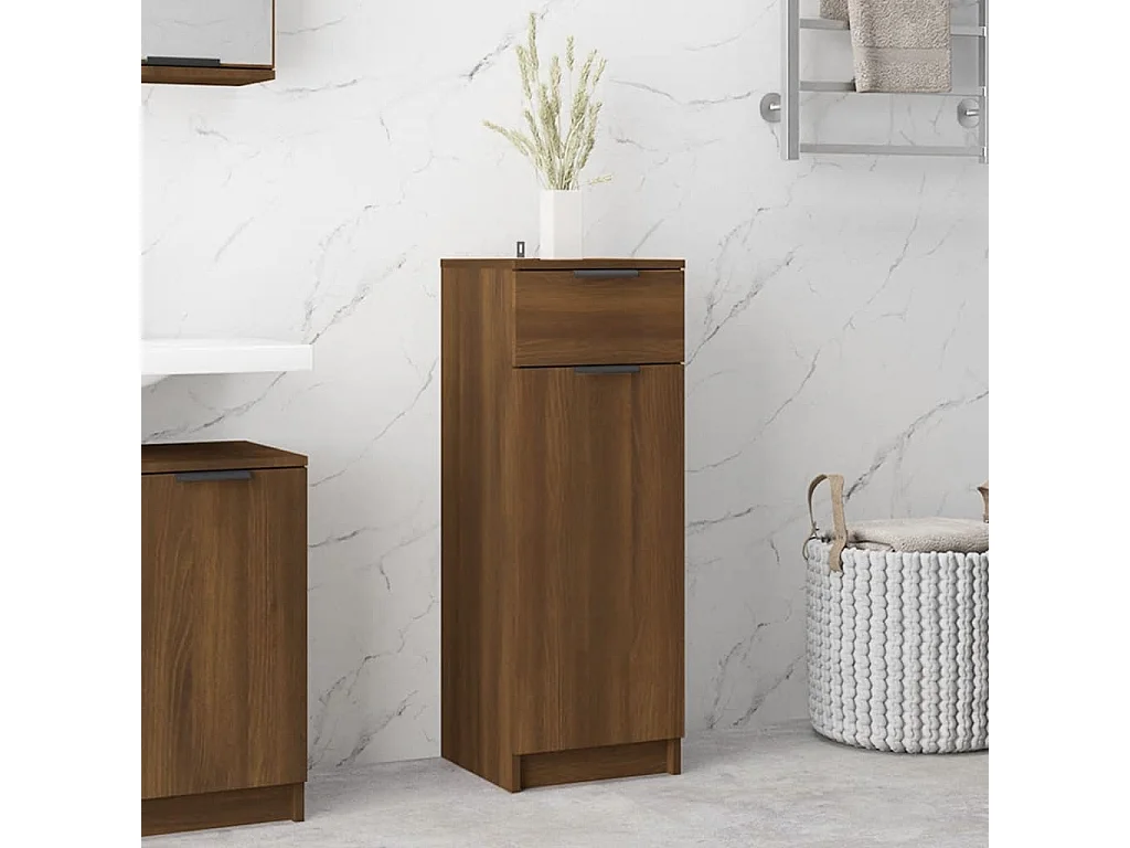 Armario de baño madera contrachapada marrón roble 32x34x90 cm