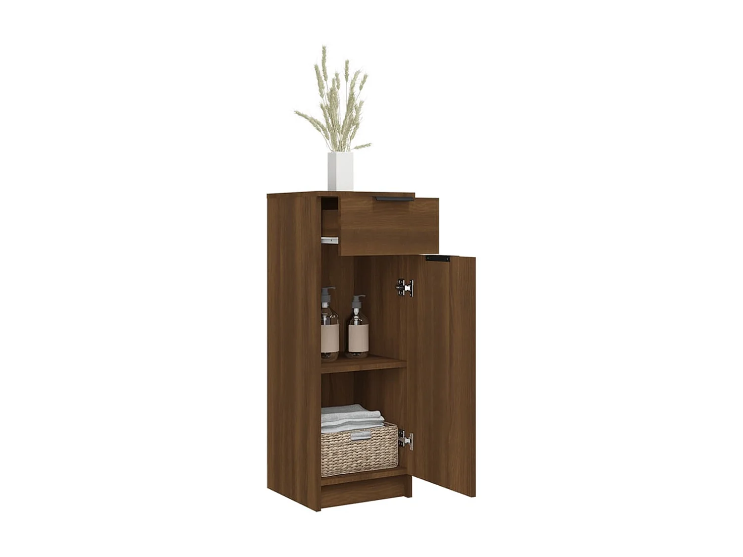 Armario de baño madera contrachapada marrón roble 32x34x90 cm