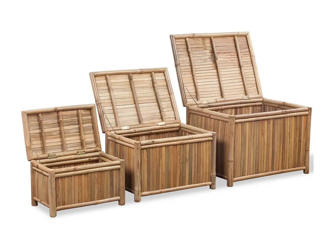 Scatole Portaoggetti Set 3 pz in Bambù
