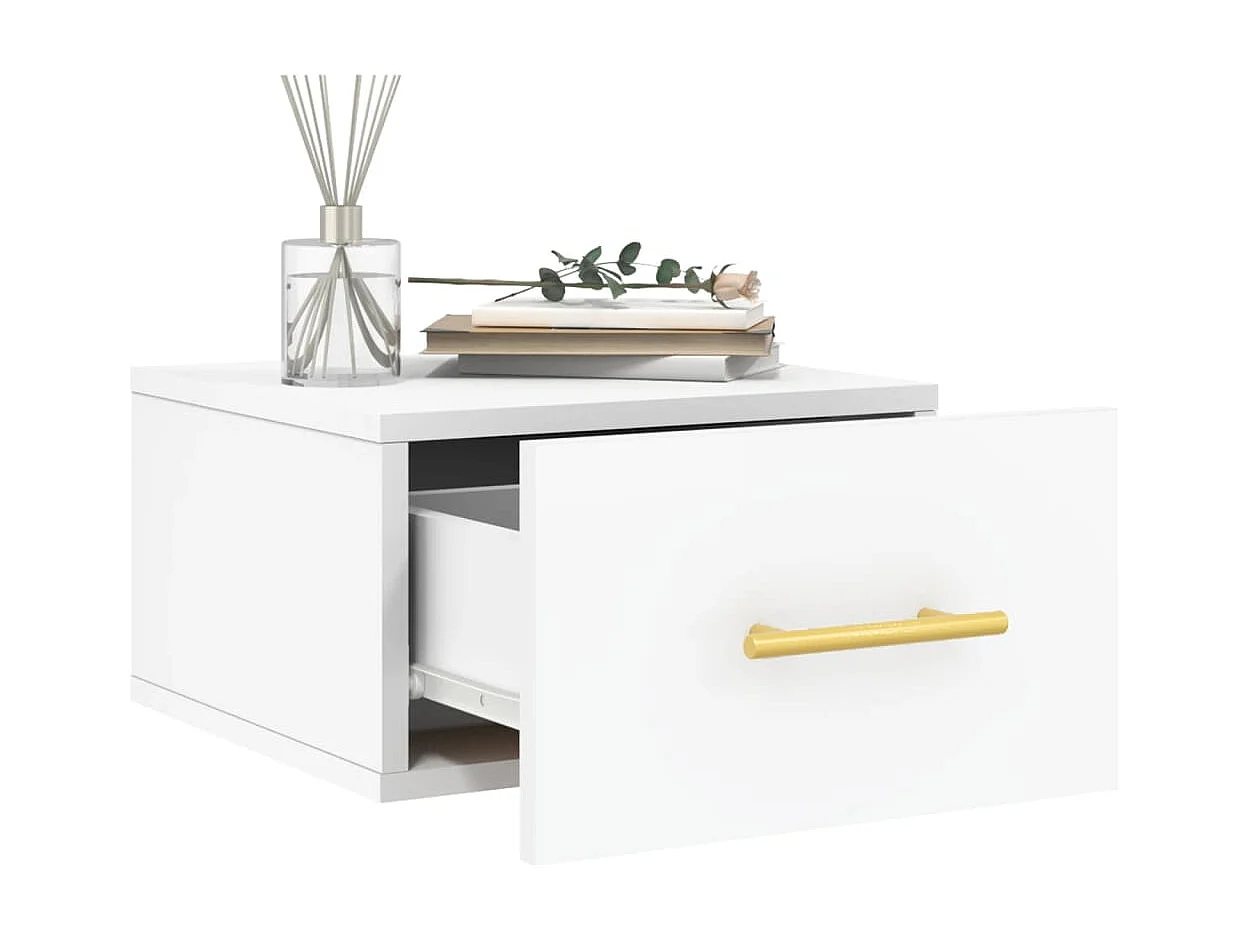 Nachtkastjes 2 st wandgemonteerd 35x35x20 cm wit