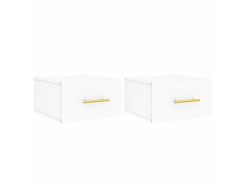 Nachtkastjes 2 st wandgemonteerd 35x35x20 cm wit