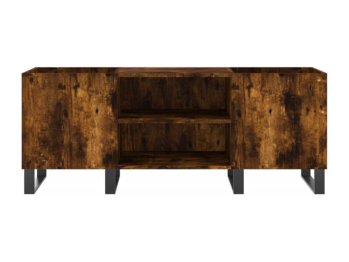 Mobile Porta Dischi Rovere Fumo 121x38x48 cm Legno Multistrato