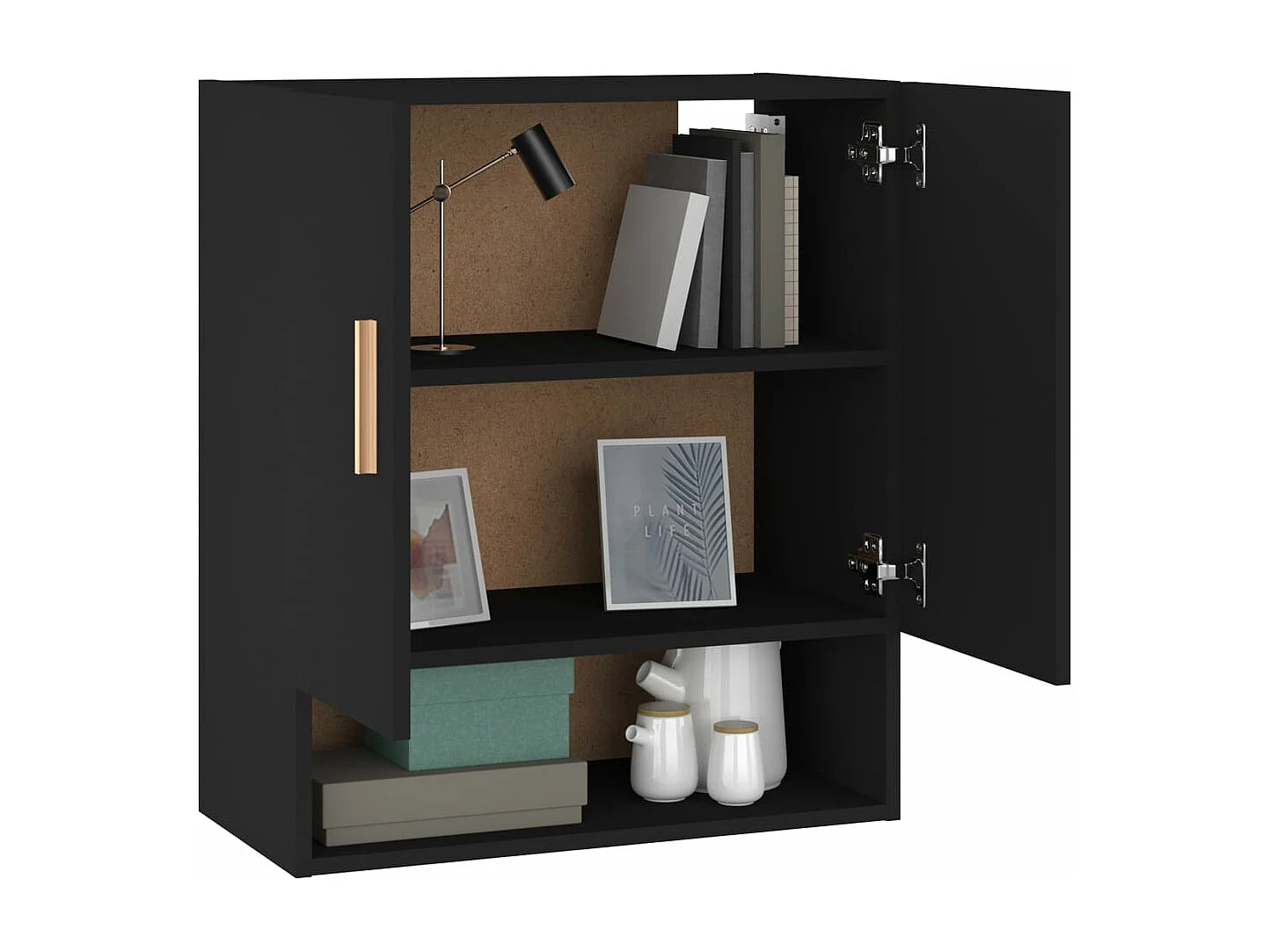 Armadietto a Muro Nero 60x31x70 cm in Legno Multistrato