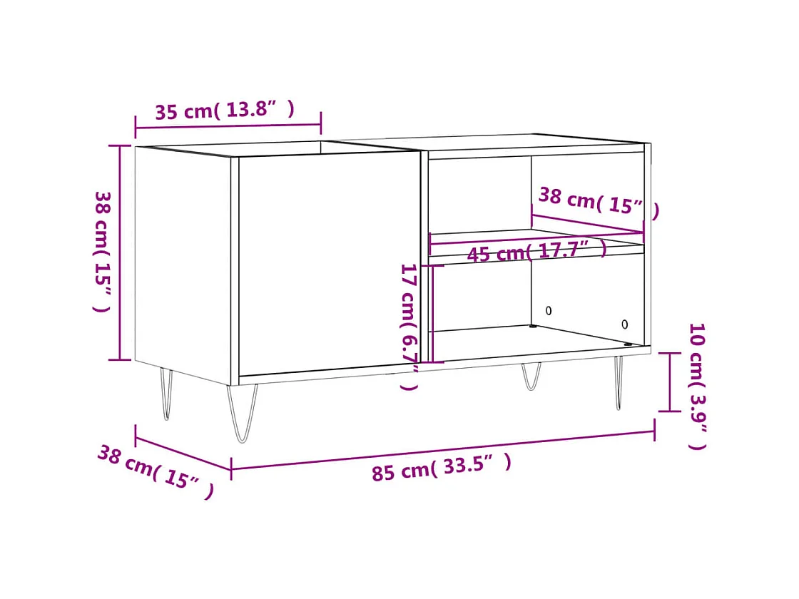 Armoire à disques chêne fumé 85x38x48 cm bois d'ingénierie