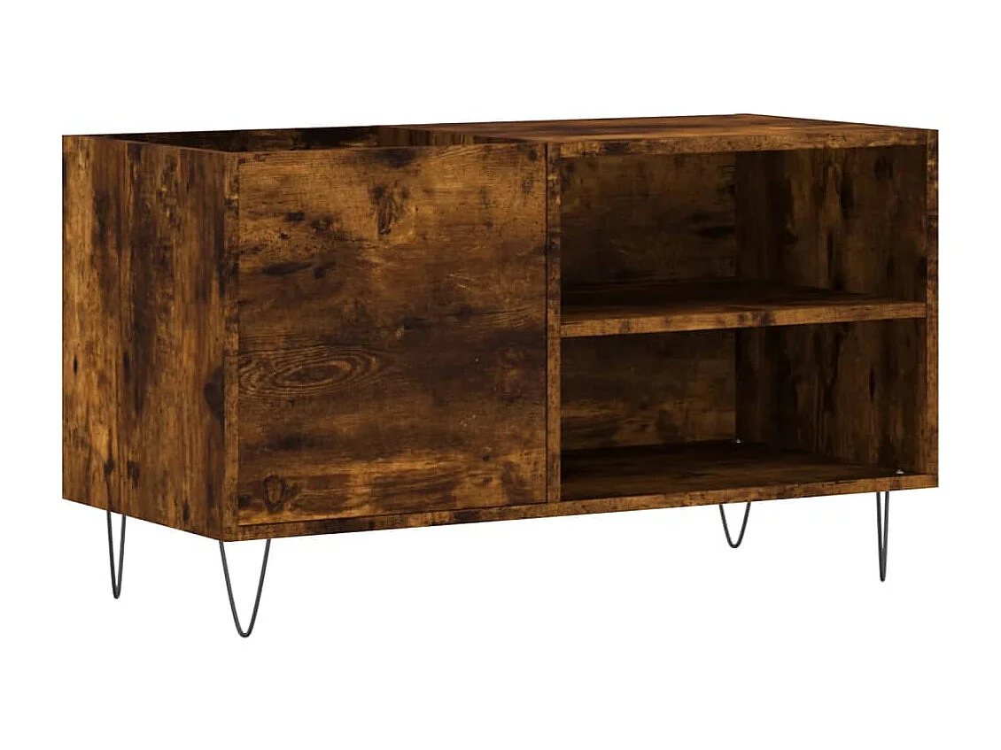 Platenkast 85x38x48 cm bewerkt hout gerookt eikenkleurig