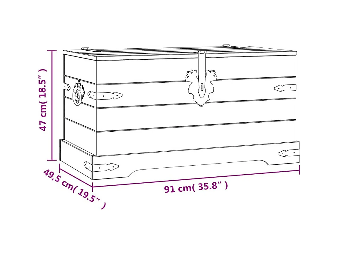 Truhe Mexiko-Stil Kiefernholz 91x49,5x47 cm