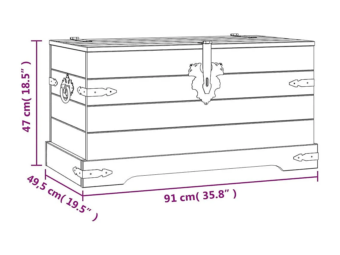 Truhe Mexiko-Stil Kiefernholz 91x49,5x47 cm