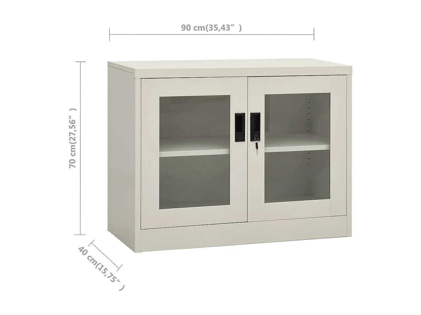 Armadio per Ufficio Grigio Chiaro 90x40x70 cm in Acciaio