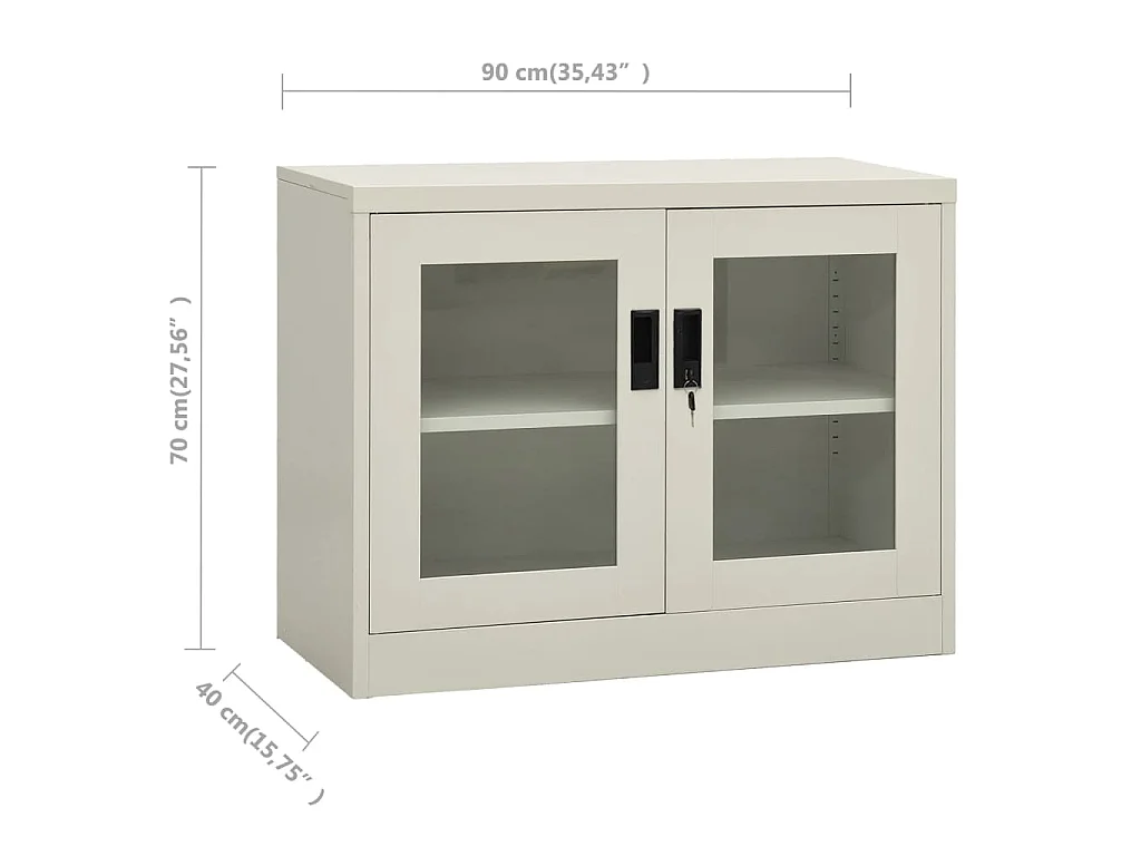 Armadio per Ufficio Grigio Chiaro 90x40x70 cm in Acciaio