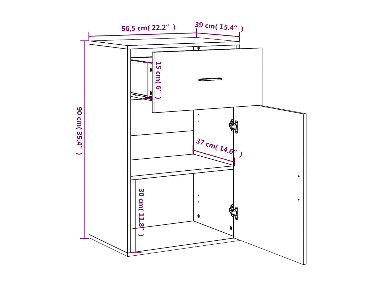 Armoire de rangement chêne marron 56,5x39x90 cm bois ingénierie