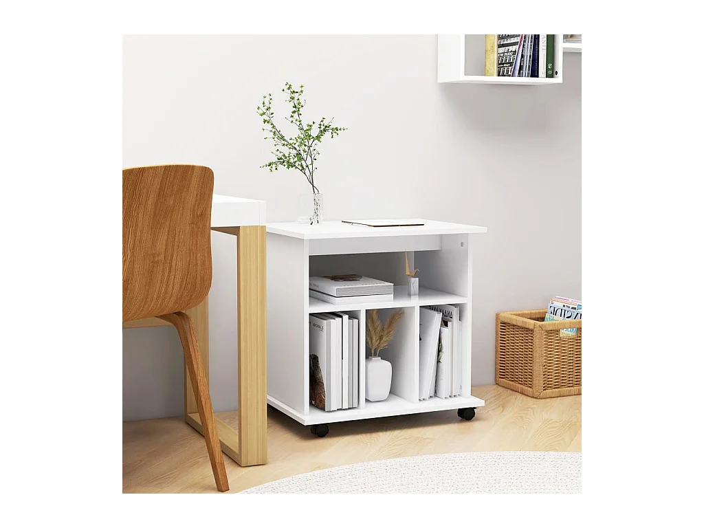 Armoire à roulettes Blanc 60x45x60 cm Bois d’ingénierie