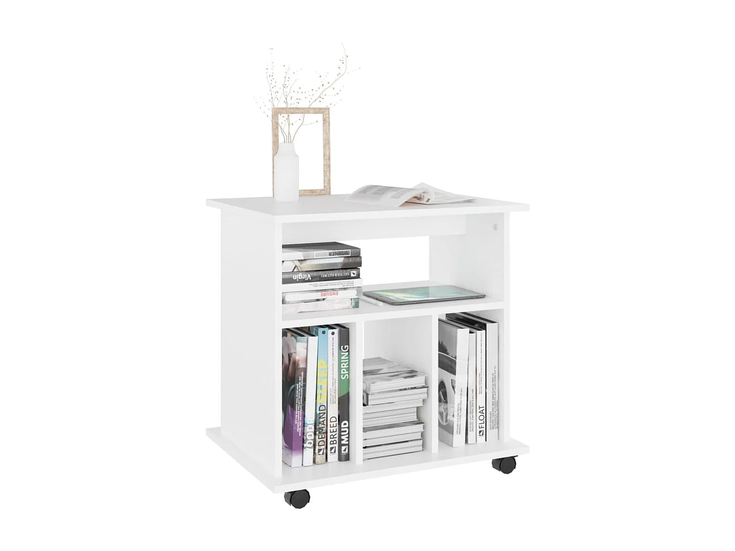 Armario con ruedas madera contrachapada blanco 60x45x60 cm