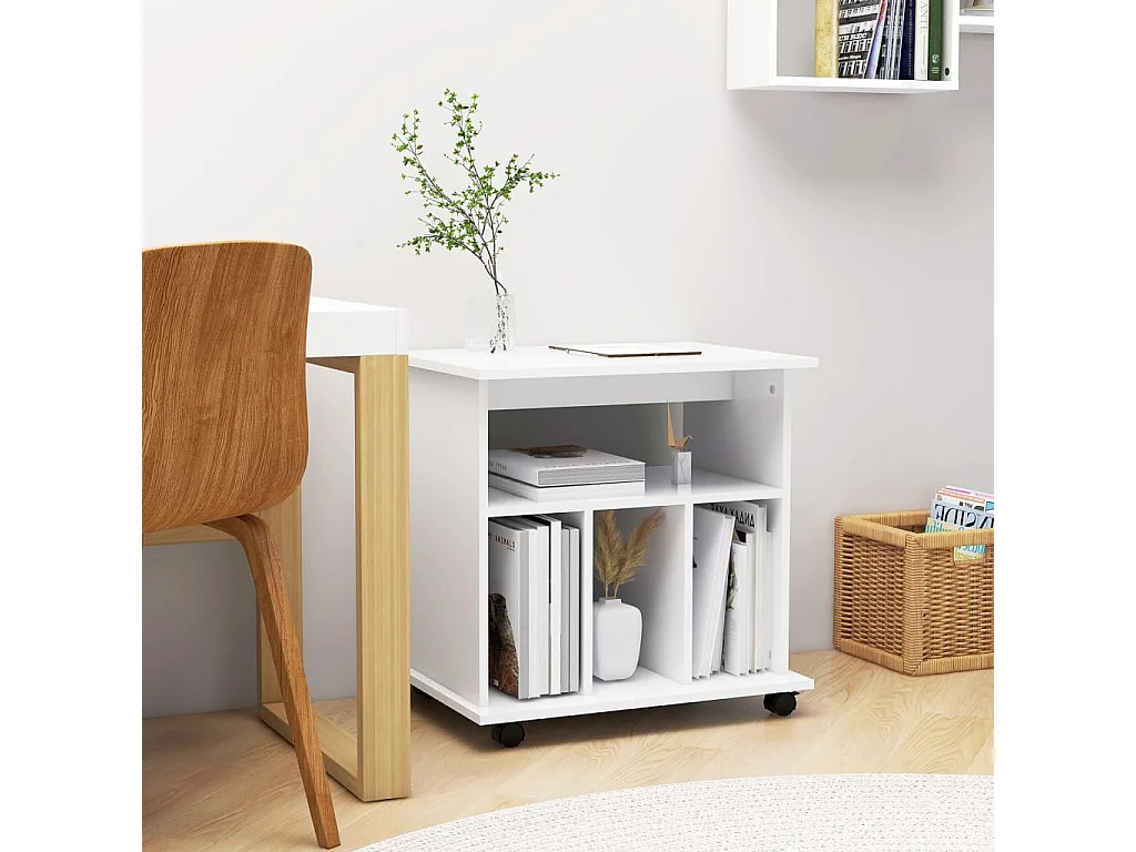 Armoire à roulettes Blanc 60x45x60 cm Bois d’ingénierie