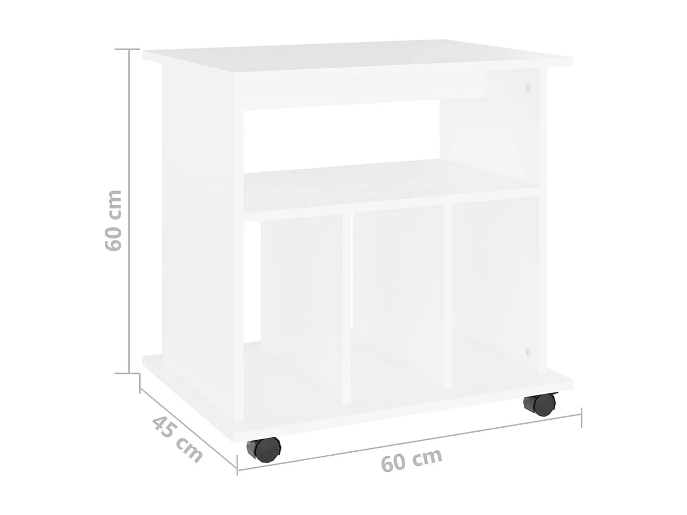 Armoire à roulettes Blanc 60x45x60 cm Bois d’ingénierie