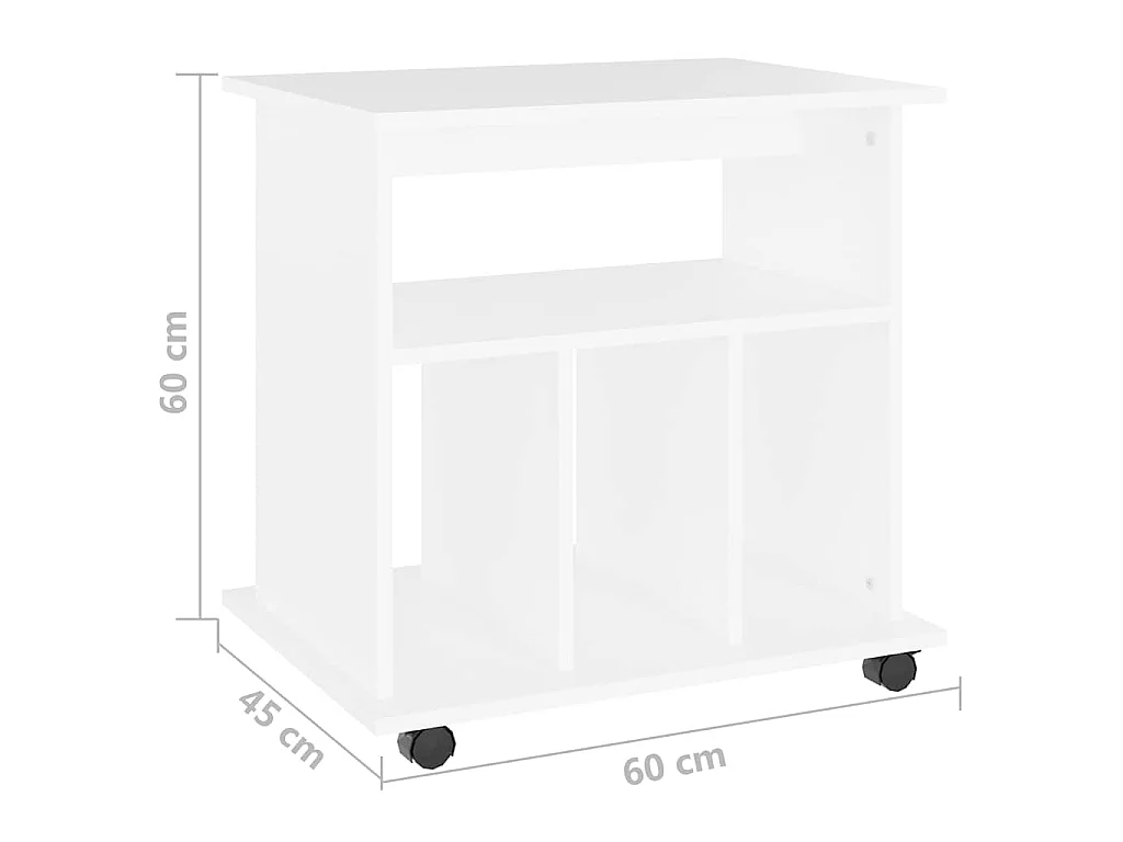 Armoire à roulettes Blanc 60x45x60 cm Bois d’ingénierie