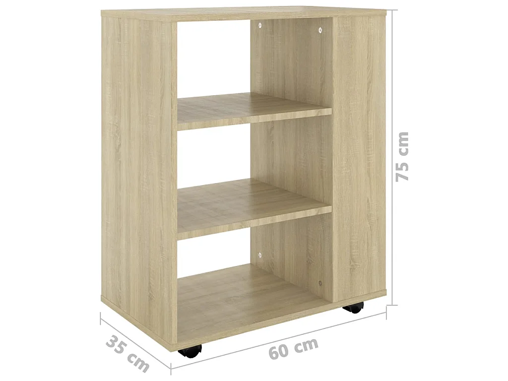 Armoire à roulettes Chêne Sonoma 60x35x75 cm Bois d’ingénierie