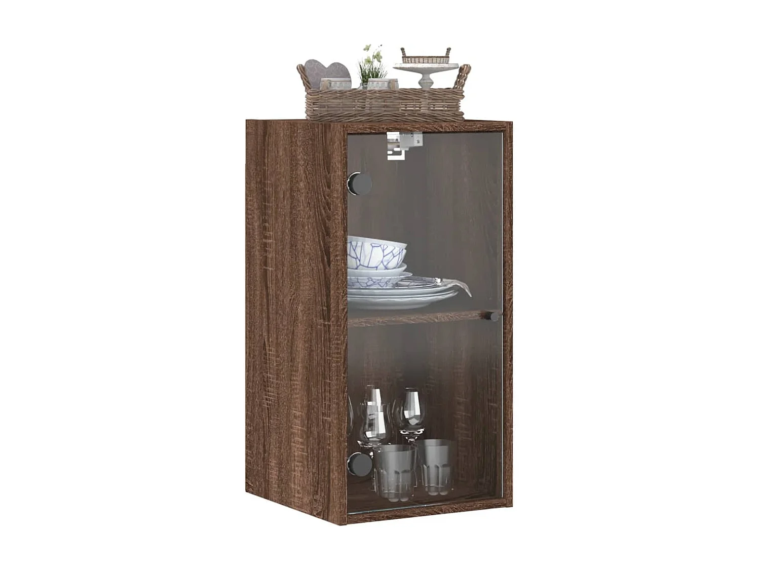 Wandschrank mit Glastüren Braun Eichen-Optik 35x37x68,5 cm
