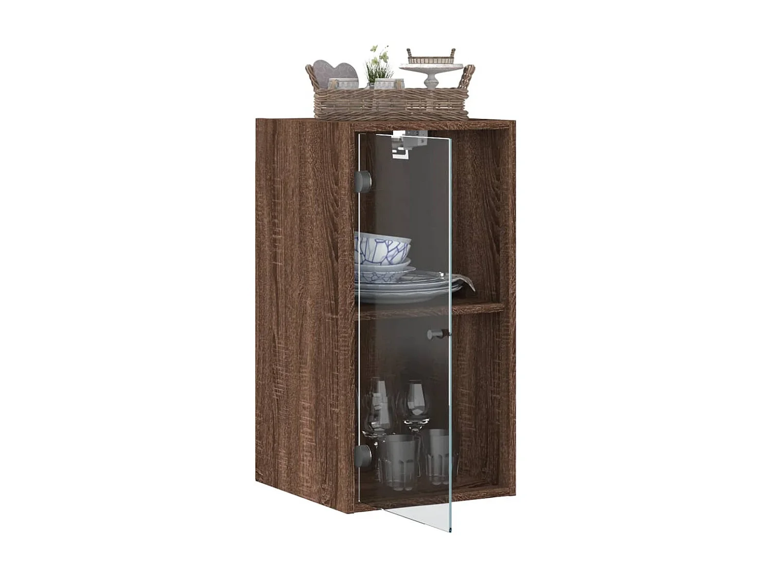 Wandschrank mit Glastüren Braun Eichen-Optik 35x37x68,5 cm