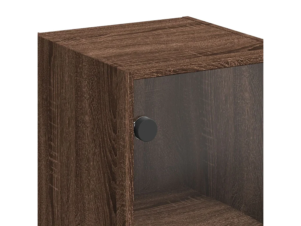 Wandschrank mit Glastüren Braun Eichen-Optik 35x37x68,5 cm