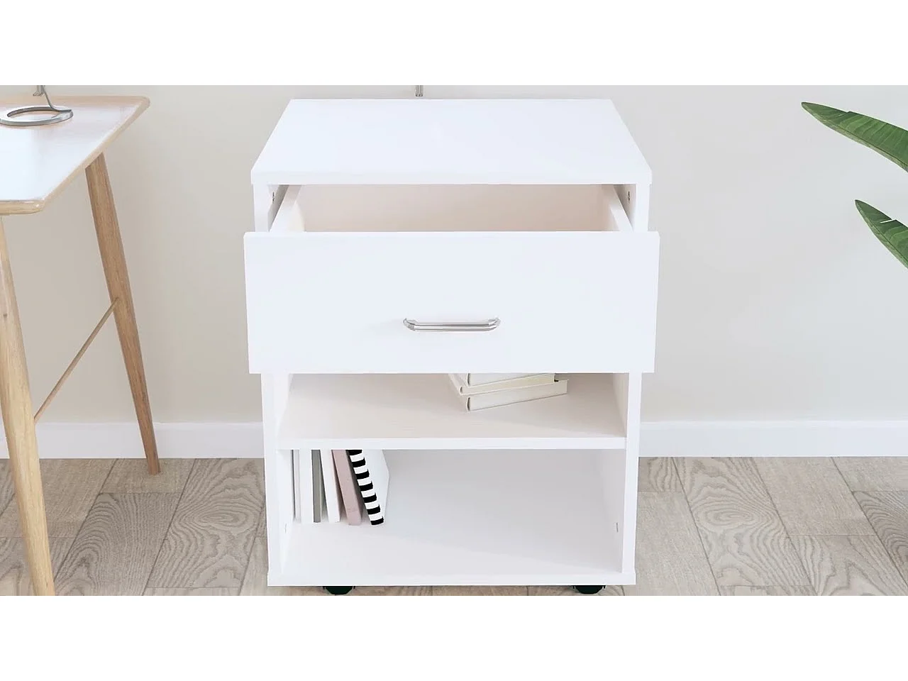 Armoire à roulettes Blanc 46x36x59 cm Bois d'ingénierie