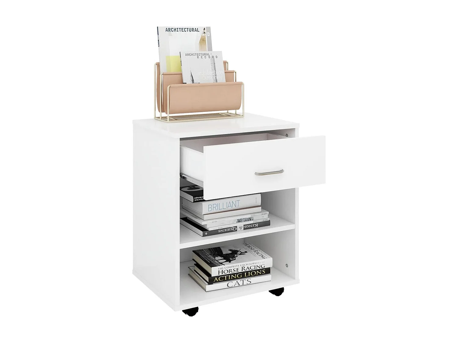 Rolkast 46x36x59 cm bewerkt hout wit