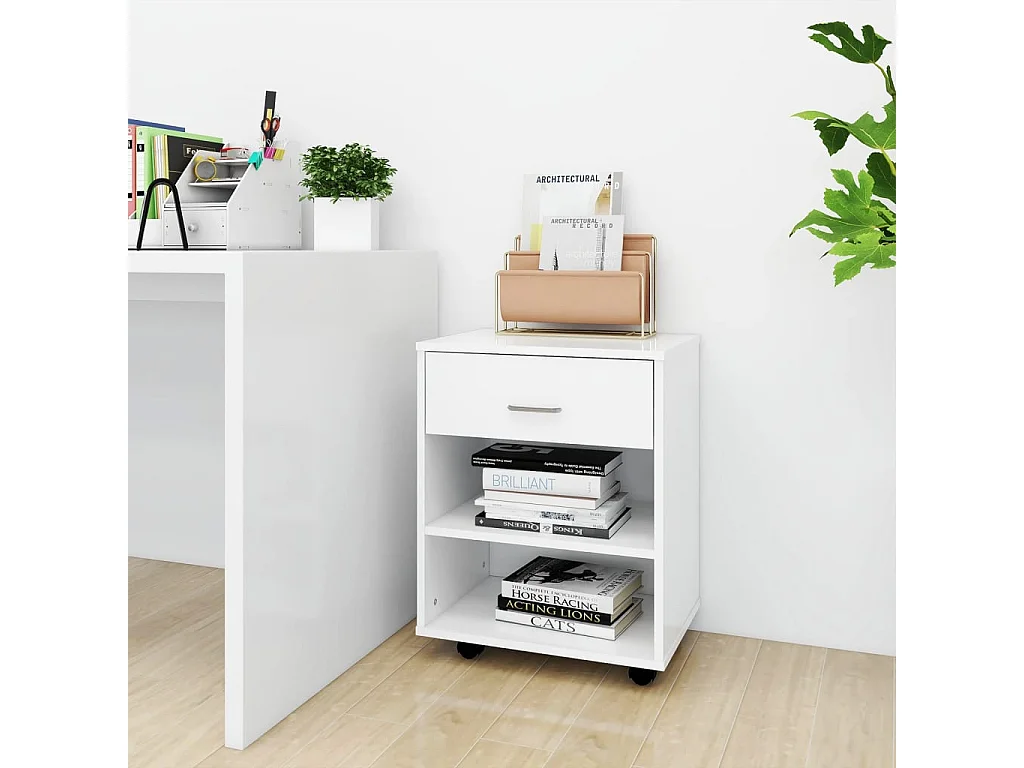 Armoire à roulettes Blanc 46x36x59 cm Bois d'ingénierie