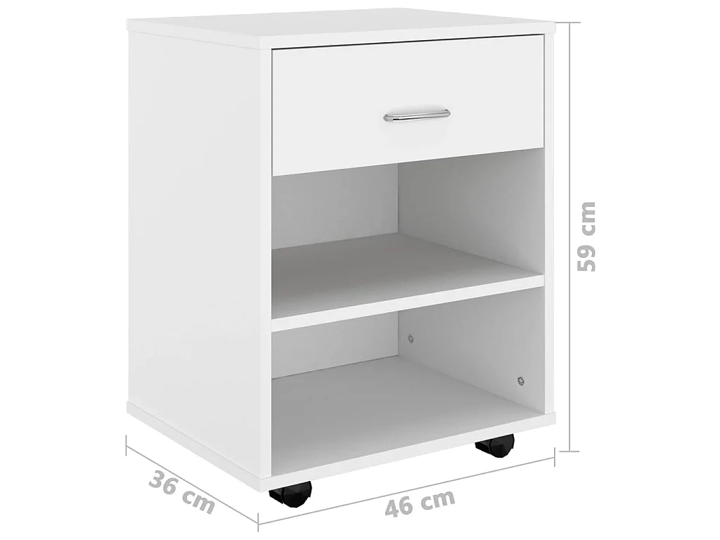 Armoire à roulettes Blanc 46x36x59 cm Bois d'ingénierie