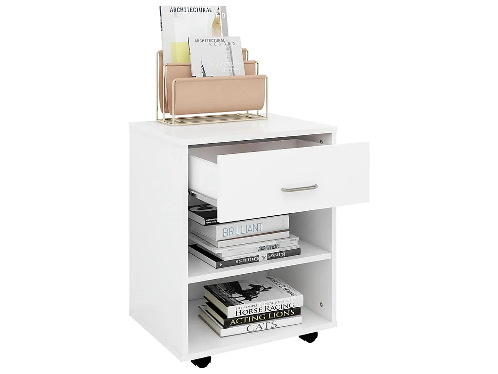 Armoire à roulettes Blanc 46x36x59 cm Bois d'ingénierie