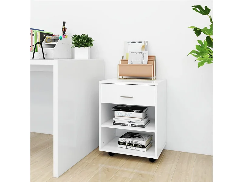 Armoire à roulettes Blanc 46x36x59 cm Bois d'ingénierie