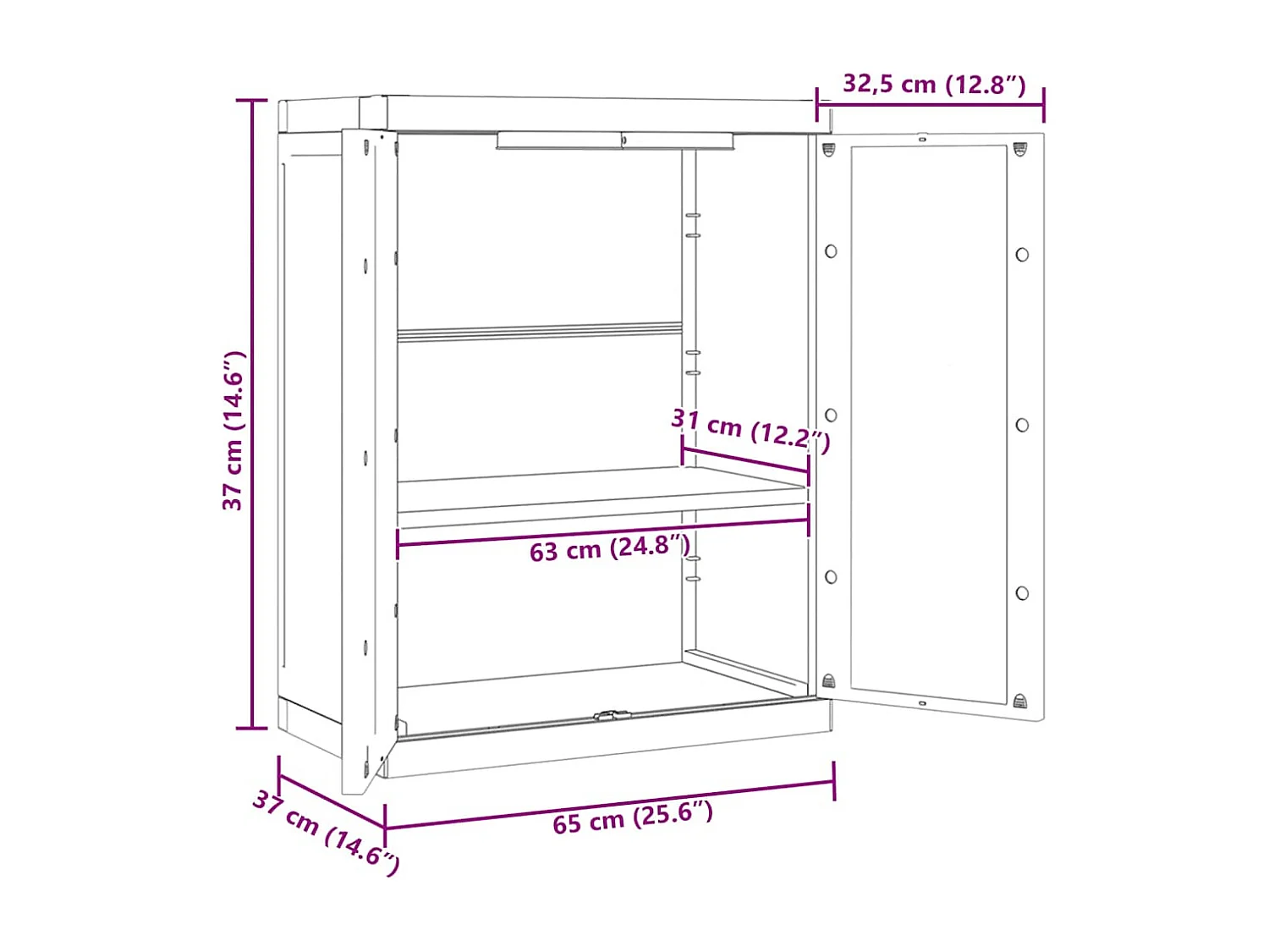 Armoire de rangement d'extérieur gris et noir 65x37x85 cm PP