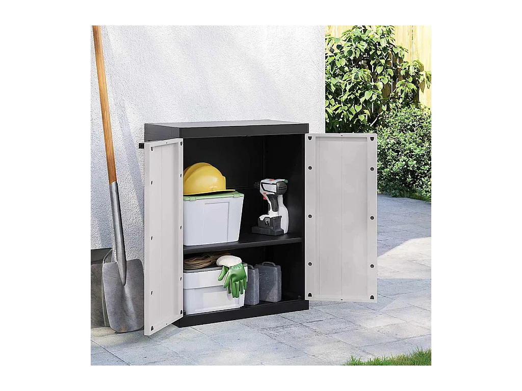Gartenschrank Grau und Schwarz 65x37x85 cm PP