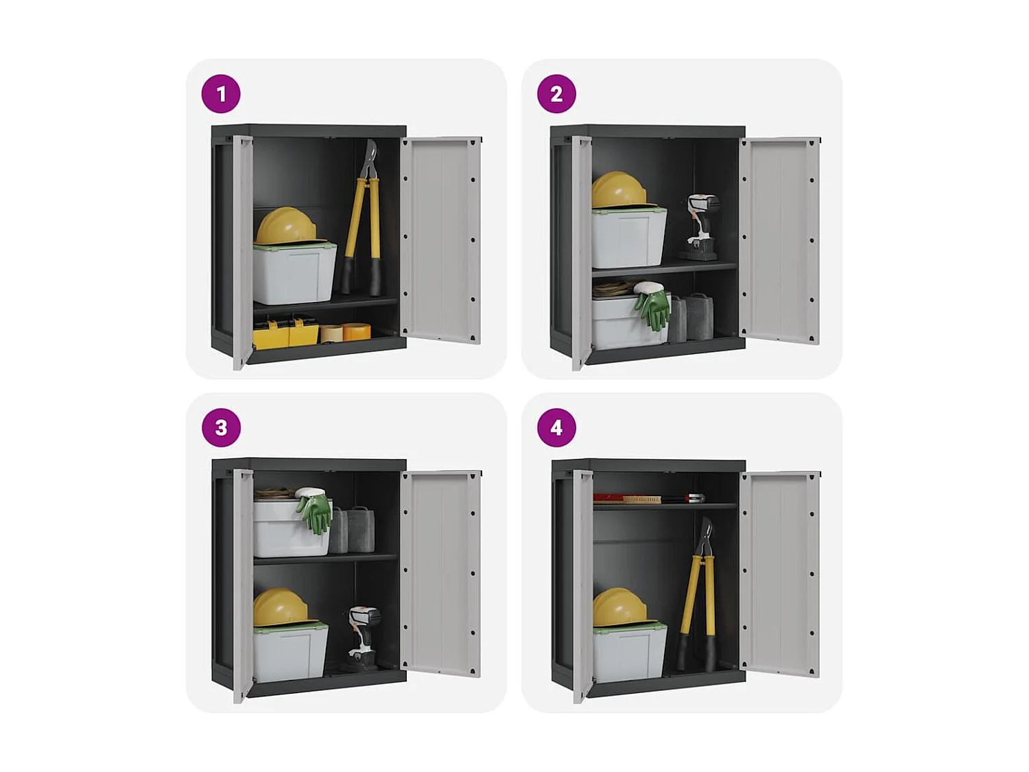 Armoire de rangement d'extérieur gris et noir 65x37x85 cm PP