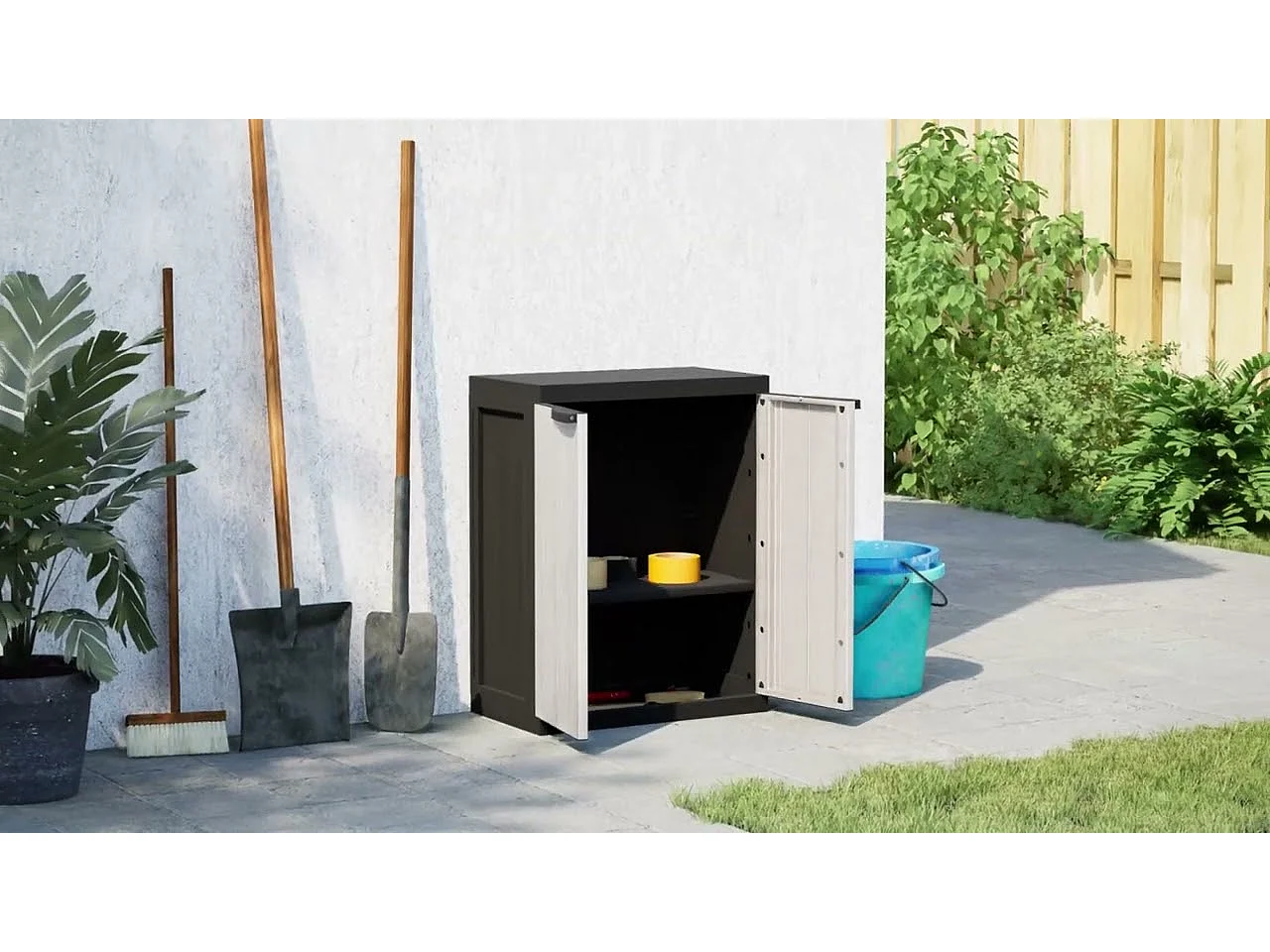 Gartenschrank Grau und Schwarz 65x37x85 cm PP