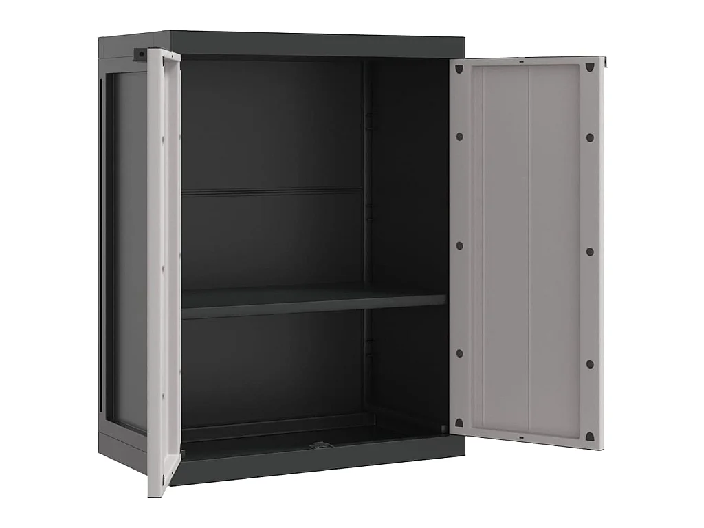 Armoire de rangement d'extérieur gris et noir 65x37x85 cm PP