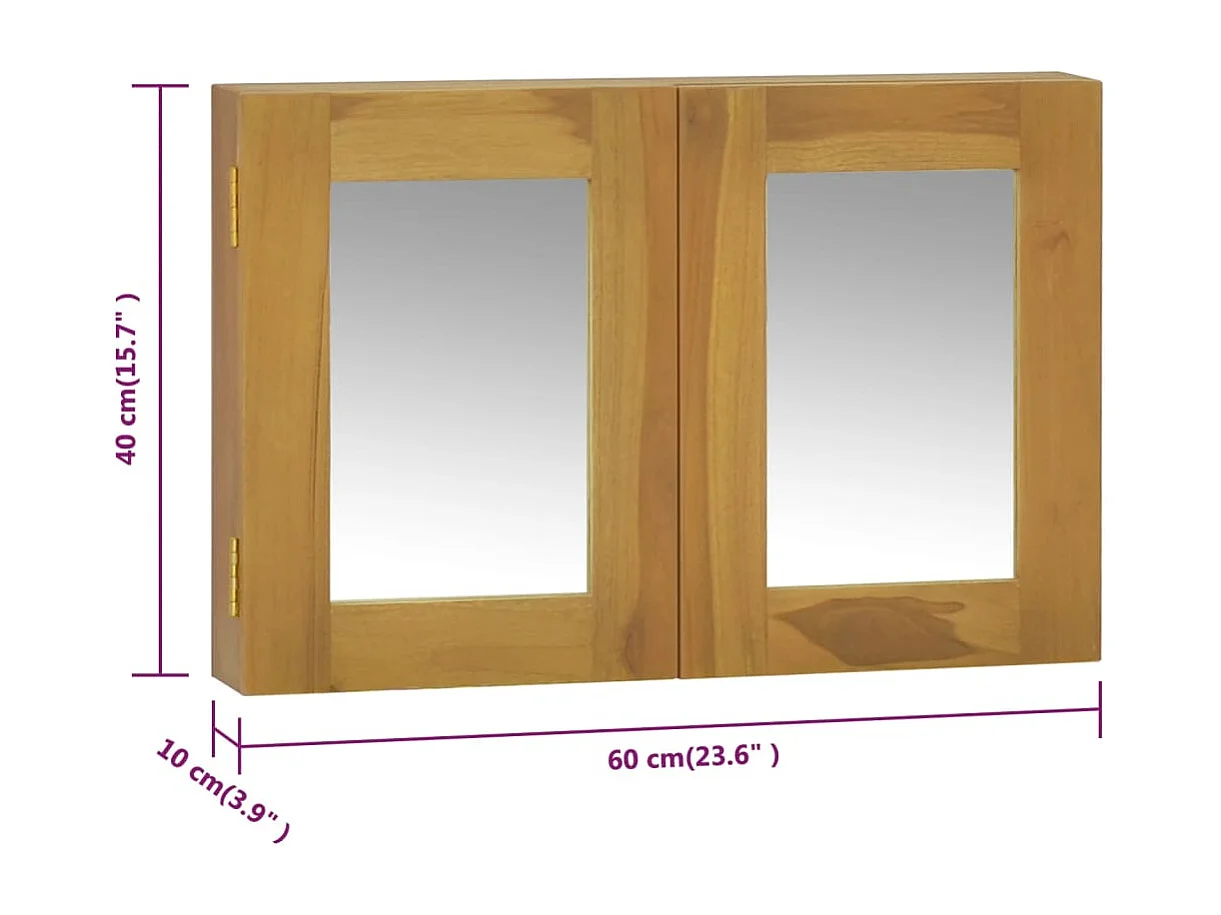 Armoire à miroir 60x10x40 cm Bois de teck solide
