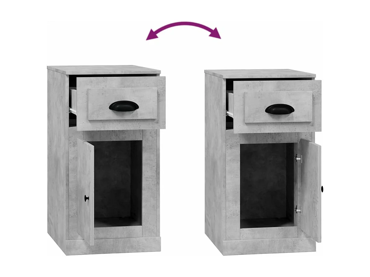 Bijzetkast met lade 40x50x75 cm bewerkt hout betongrijs