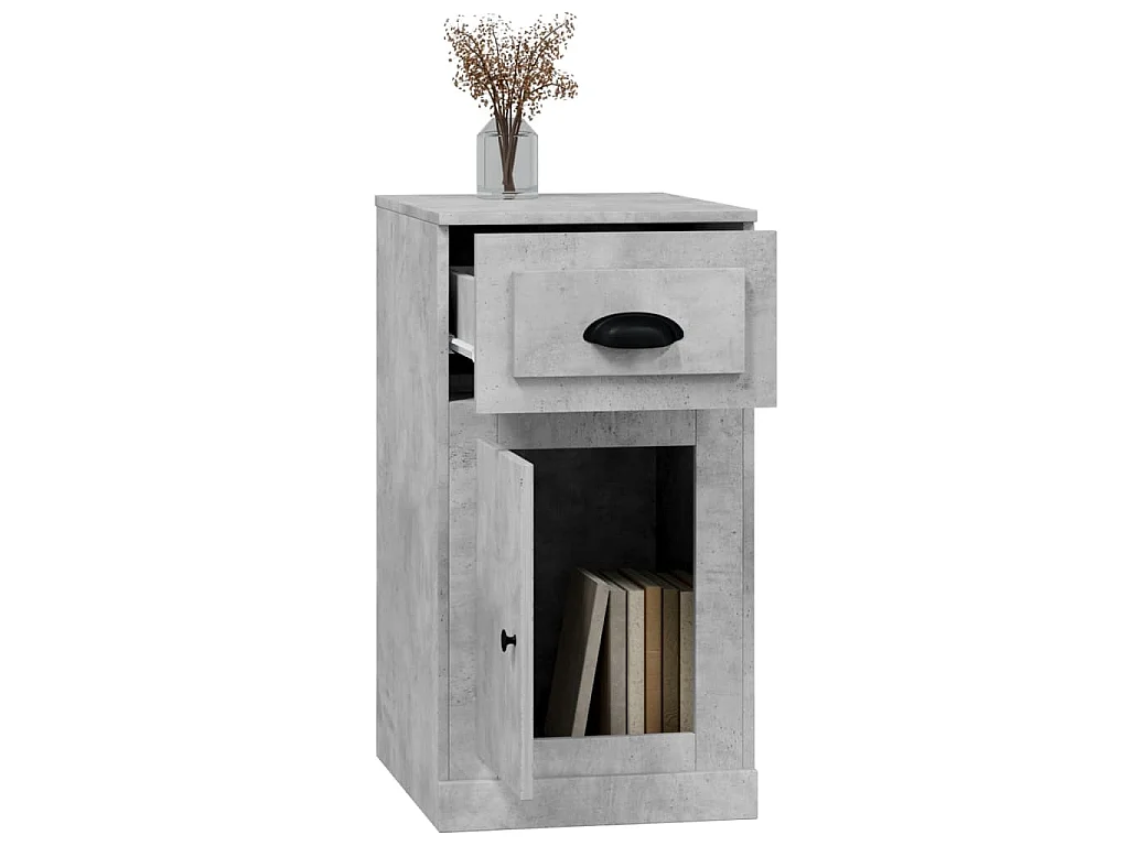 Armoire latérale avec tiroir gris béton 40x50x75 cm