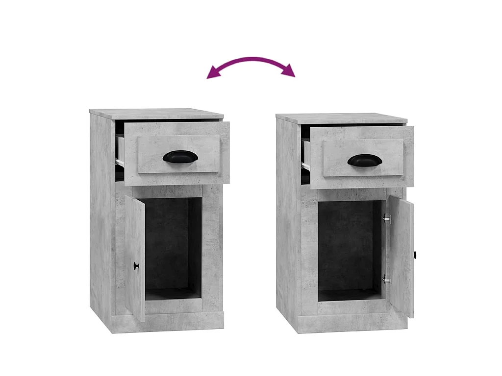 Armoire latérale avec tiroir gris béton 40x50x75 cm