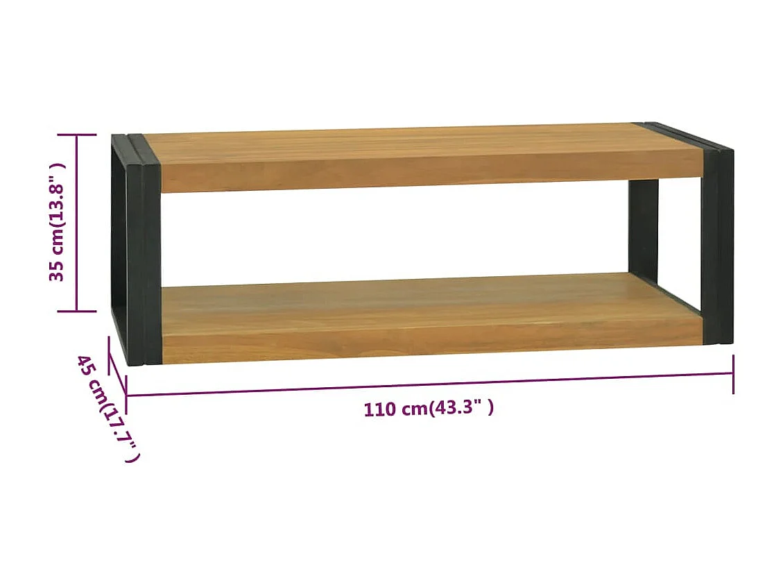 Wand-Badregal 110x45x35 cm Massivholz Teak