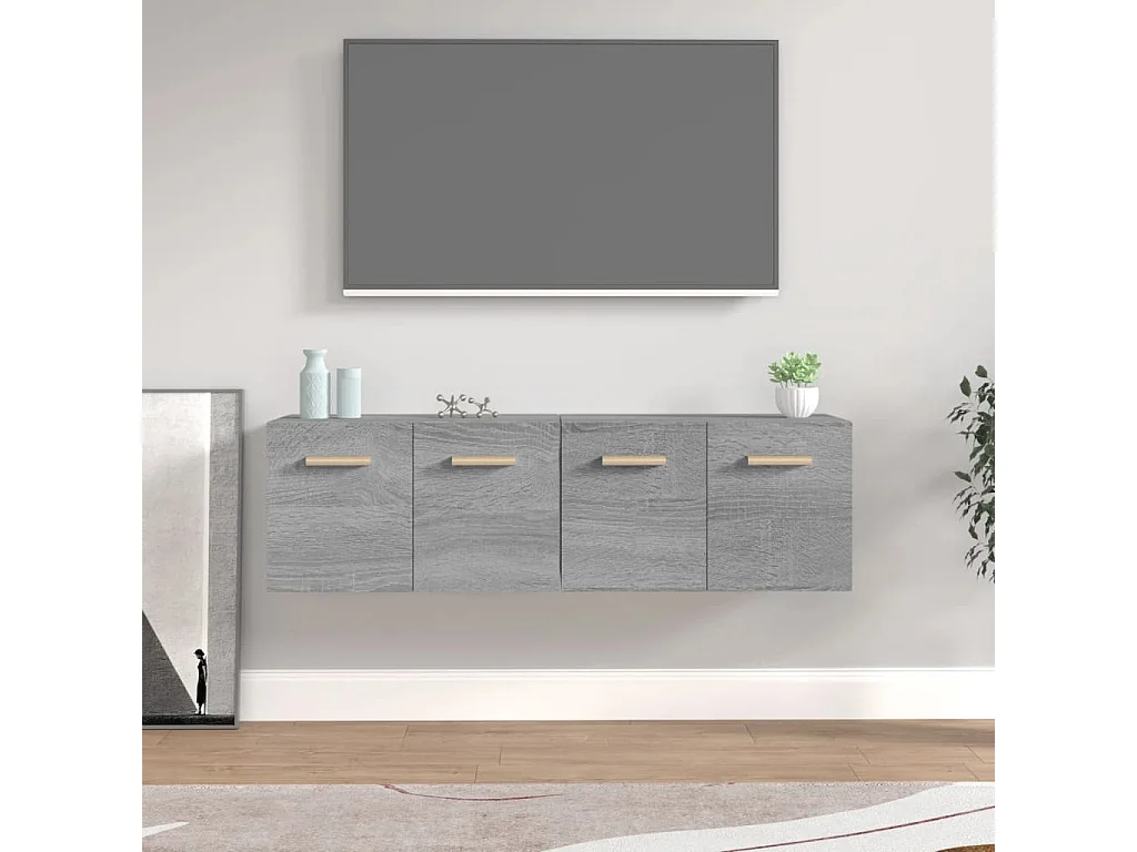 Armário parede 2pcs 60x36,5x35cm madeira processa. cinza sonoma